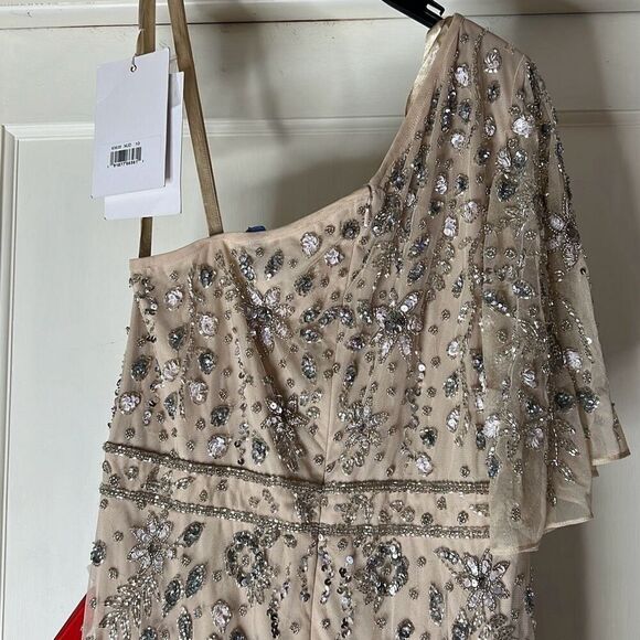 Mac Duggal Embellished One Shoulder Draped Gown 93635 Ivory Size 10 Nwt - Picture 8 of 11